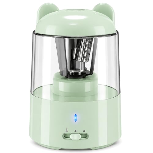 ZMOL Rechargeable Electric Pencil Sharpener, Auto Stop, Colored Pencil Sharpeners for Battery Powered Cute for Kids Gift No.2/Colored Pencils (6-8mm), Classroom/Office/Home Blue - color: Blue
