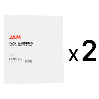 JAM PAPER Plastic 0.5 inch Binders - White 3 Ring Binders - 2/Pack - color: White, size: 0.5 inch (Pack of 2)