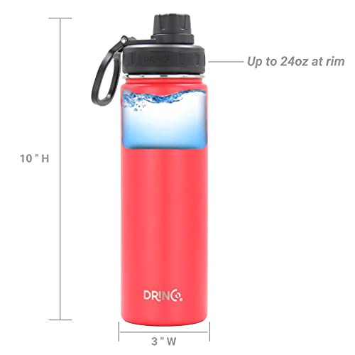 DRINCO Stainless Steel Water Bottle Spout Lid Vacuum Insulated Double Wall Water Bottle Wide Mouth (40oz 32oz 22oz 18oz 14oz) Leak Proof Keeps Cold or Hot (22 oz, 22oz Barn Red) - color: 22oz Barn Red, size: 22 Ounces