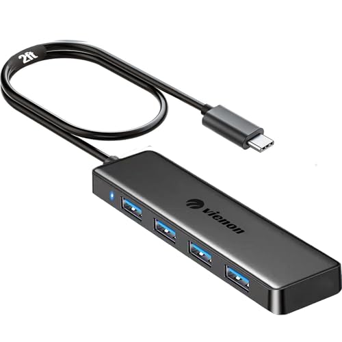 VIENON USB C Hub with 4 USB 3.0 Female Ports, USB C Splitter USB Extender for C Port Laptop, iMac Pro, MacBook, iPad Pro, Dell, Acer, HP, ASUS, Printer, Camera,Keyborad, Mouse etc-2ft