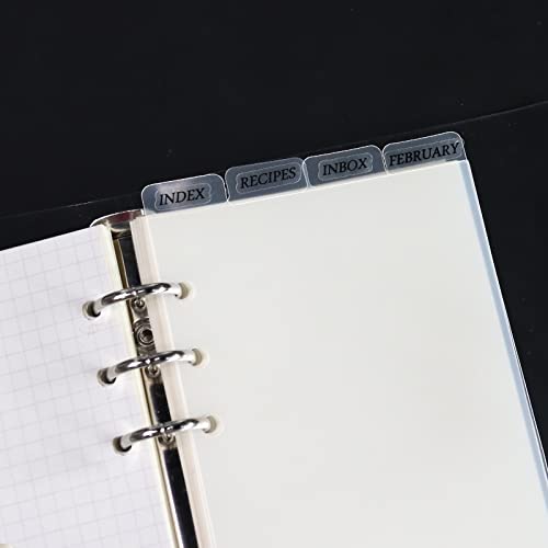 MultiBey Clear A6 Binder Dividers with Top Vertical Tabs, 6-Ring, 8-Tab Set | 6-Hole Transparent PVC Index Divider Sheets for A6 6 Ring Personal Planners, Budget Binder Organization & Journals