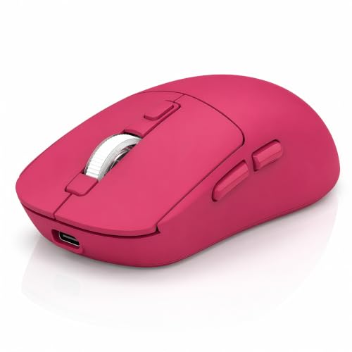 Gizdot-M1 Bluetooth Wireless Mouse for MacBook/Laptop/Mac | 4-Mode Connections Multi-Device, 3-level DPI, Mouse Jiggler, Silent Click, Ergonomic, Side Buttons, Type-C Rechargeable - color: Red