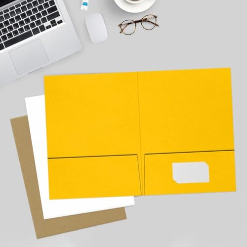 LUXPaper 9" x 12" Presentation Folders | Two Pocket | Sunflower Yellow | 100lb. Cover | 10 Qty - color: Sunflower