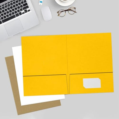 LUXPaper 9" x 12" Presentation Folders | Two Pocket | Sunflower Yellow | 100lb. Cover | 10 Qty - color: Sunflower
