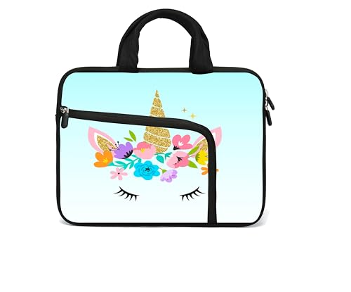 11.6" 12.2 inches Laptop Sleeve Chromebook Case Ultrabook Case Notebook Sleeve PC Messenger Bag Tablet Case Neoprene Handle Sleeve for Men Women, Two Pockets (Cute Unicorn) - color: Cute Unicorn