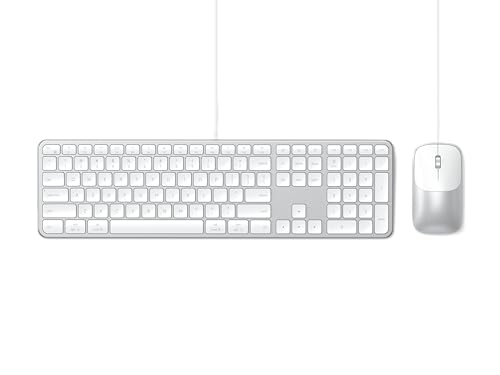 Satechi Wired Keyboard and Mouse Combo, Slim CLX3 with USB-C Plug-and-Play Connectivity and Cross-Platform Compatibility, Designed for Desktop Workstations, Silver - color: Silver, size: Combo