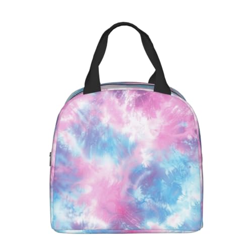 Pastel Blue Pink Tie Dye Lunch Box Insulated Meal Bag Lunch Bag Reusable Snack Bag Food Container For Boys Girls Men Women School Work Travel Picnic - color: pastel tie dye