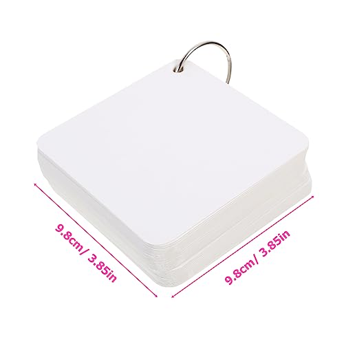 Holibanna 1 Set Blank Flash Cards with Binder Rings Pre Hole Punched Notecards for Studying Multipurpose Cards for Projects and Lightweight for Easy Carrying - size: 9.8X9.8X0.01CM