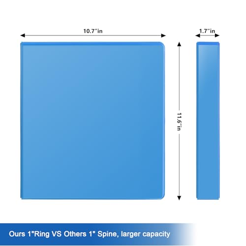COMIX Sturdy 1 Inch Binders 3 Ring with Clear View Cover, 1" Slant-D Ring View Binder Holds 225 Sheets of US Letter Size Paper, 6 Pack (Light Blue) - color: Light Blue, size: 1 inch