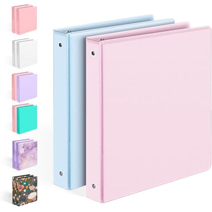 2 Pack BinderX Extra Durable 3 Ring Binder, 1 Inch Binder Round Rings, Fits 350 Sheets of 8.5x11 Paper, Customizable View Cover with Inside Pockets, Cute 1 Inch Binders 3 Ring, Pink & Blue - color: Pink & Blue, size: 1 Inch