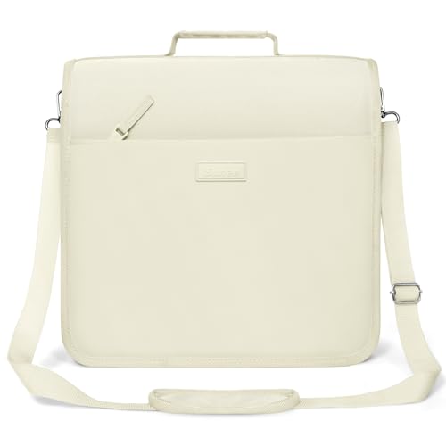 SUNEE Zipper Binder 3 Ring, 3 Inch O-Ring with Handle and Shoulder Strap, 600-Sheet Capacity, 5-Tab Expanding File Folder, Multi-Pockets for Middle School Organizer Binder with Zipper, Soft Beige - color: Soft Beige
