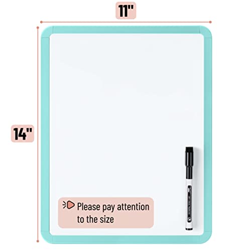 Mr. Pen- Dry Erase Board, 14” x 11” with a Black Dry Erase Marker | Mint Green Frame, Small Mini White Board for Students, Fridge, Wall, Locker, Includes Double Sided Tapes - color: Mint Green