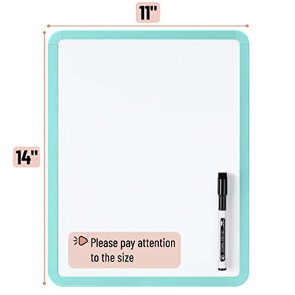 Mr. Pen- Dry Erase Board, 14” x 11” with a Black Dry Erase Marker | Mint Green Frame, Small Mini White Board for Students, Fridge, Wall, Locker, Includes Double Sided Tapes - color: Mint Green