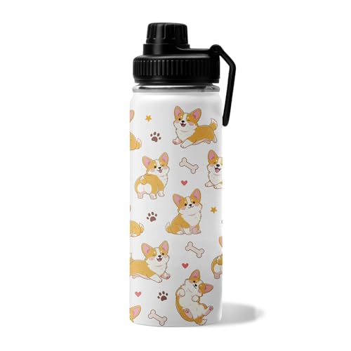 Corgi Gifts for Corgi Lovers - Christmas Birthday Gifts For Corgis Dog Lovers - Corgis Dogs 18oz Water Bottle for Dog Mom, Keeps Drinks Cold & Hot Double Wall Vacuum Insulated Tumbler - color: Corgi