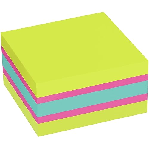 Post-it Super Sticky Notes Cube, 3 x 3 in, Supernova Neons, 1 Pad | School Supplies and Oﬃce Supplies, 2X the Sticking Power - size: 3" x 3"