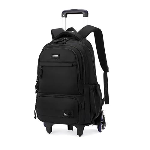 Rolling Backpack for Boys with Wheels Roller Backpack Wheeled School Bag for Teen Boys Black - color: G 6 Wheels-black, style: 6 Wheels