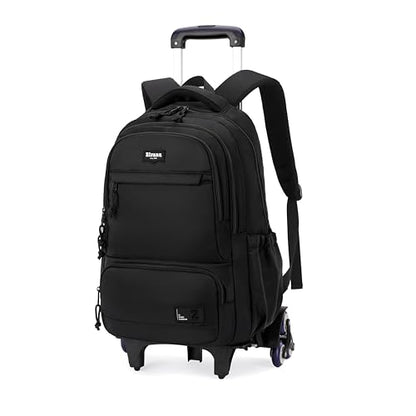Rolling Backpack for Boys with Wheels Roller Backpack Wheeled School Bag for Teen Boys Black - color: G 6 Wheels-black, style: 6 Wheels
