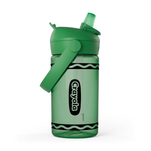 CamelBak Crayola Flip Straw Kids Water Bottle with Bite Valve, Tritan Renew Design for School and Everyday Use, 14oz, Green - color: Green