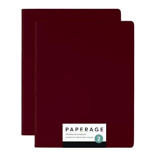 PAPERAGE Soft Cover Blank Journal Notebook, 2 Pack, (Burgundy), 100 Pages, Large 7.5 inches x 9.5 inches, Ideal for Sketch Book, Note Taking & Travel Journal - color: Burgundy, style: Plain 100pgs (2 Pack)