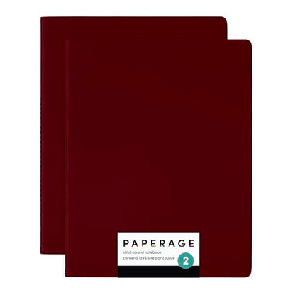 PAPERAGE Soft Cover Blank Journal Notebook, 2 Pack, (Burgundy), 100 Pages, Large 7.5 inches x 9.5 inches, Ideal for Sketch Book, Note Taking & Travel Journal - color: Burgundy, style: Plain 100pgs (2 Pack)