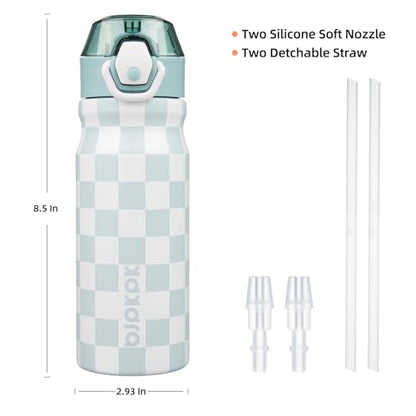 BJPKPK Stainless Steel Insulated Water Bottle with Straw Lid 18oz Reusable Metal Thermal Flask Bottles Keep Cold and Hot,Plaid - color: Plaid, size: 18 Ounces