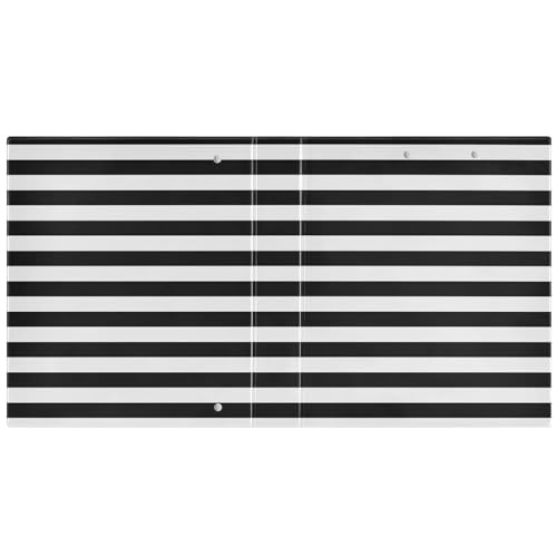 3 Ring Binder - 1.5 Inch Black and White Striped Binder Organizer with 2 Pockets for Home Office Supplies - color: Black and White Striped