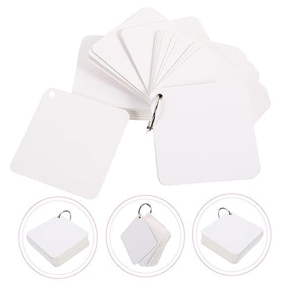 Pre Punched Hole Index Cards with Binder Ring 200pc Blank Flash Cards for Learning - size: 9.8X9.8X0.01CM