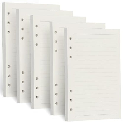 A6 Refill Paper, [5 Pack] Toplive 100GSM Thick Refillable Paper 6 Hole Filler Inserts Loose Leaf Paper 225 Sheets (450 Pages) for 6 Ring Binder Journal Notebook-Lined Paper - style: Line 5 Pack