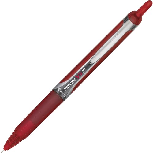 Pilot Precise V5 RT Refillable & Retractable Rollerball Pens, Extra Fine Point Pens 0.5 mm, Red, Pack of 12 - Ideal for School, Journaling & Office Writing - color: Red, size: 12 Count (Pack of 1)