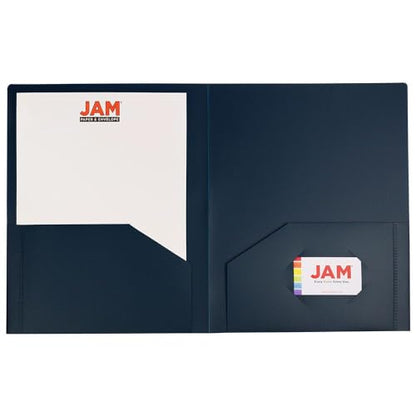 JAM PAPER Heavy Duty Plastic 2 Pocket Extra Tough School Folders - Navy Blue - 3/Pack - color: Navy Blue, size: 3 Per Pack