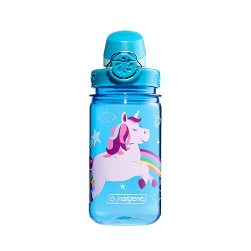 Nalgene Kids' 12 oz On The Fly Lock-Top Water Bottle, Blue Unicorn - color: Blue Unicorn, size: 12 Ounces