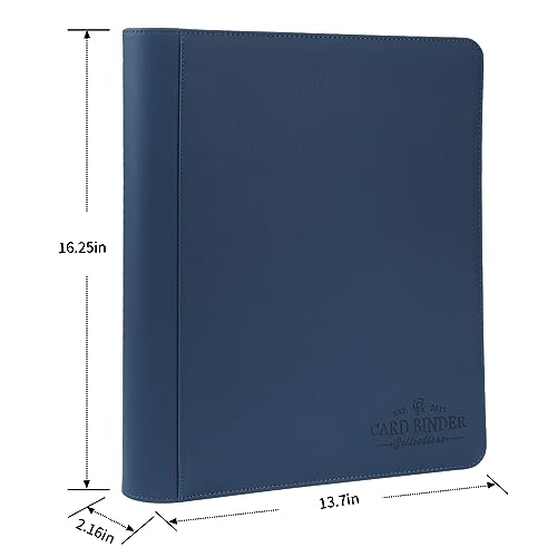 Toploader Binder,Toploader Hard Cases, 9-Pocket Pages Sleeves Hold up 288 Cards.Toploader Card Binder with Sleeves for “3×4” rigid，Card Holder(blue) - color: blue, size: 9 Pocket 288 Toploader