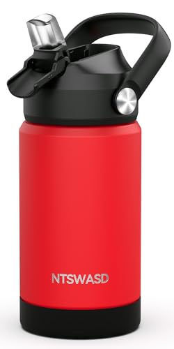 Kids Insulated Water Bottle with Straw,12 oz Kids Cups with Stainless Steel Leak Proof for School Daycare Boys Girls(Red) - color: A14.Red, style: 1Pack