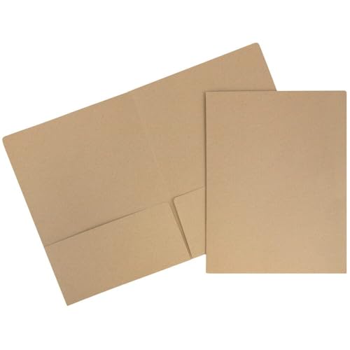 LUXPaper 9" x 12" Presentation Folders | Two Pocket | Grocery Bag Brown | 18pt. Cover | 10 Qty - color: 18pt. Grocery Bag