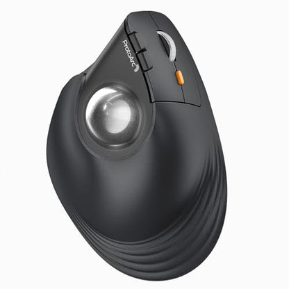 ProtoArc Wireless Trackball Mouse, EM05 NL Vertical Bluetooth Ergonomic Rollerball Thumb Mouse Rechargeable Laptop Mice, 3 Device Connection, Compatible with iPad, Mac, Windows-Silver - color: Silver