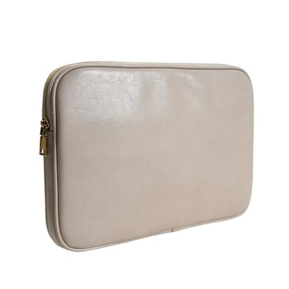 PU Leather Padded Laptop Sleeve Bag 13Inch Compatible with 2024 MacBook Air 13.6 A3113 M3 A2681,New MacBook Pro 13 M2 A2686 with Charger Pouch Color Sand - color: Sand, size: MacBook Air/Pro 13"