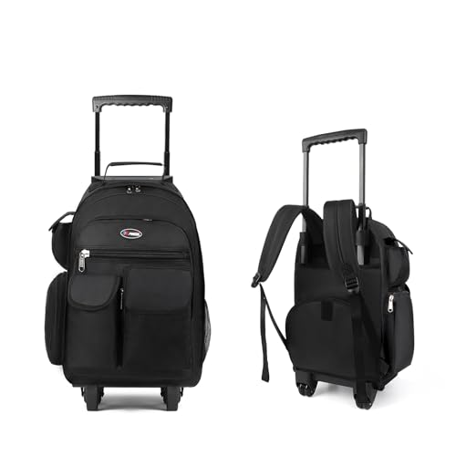 20" 2-in-1 Rolling Backpack,Backpack for Travel w/Wheels | Trolley Suitcase w/Telescopic Handle,Lightweight,Durable, Travel-Friendly, Unisex,2560-20''-Black - color: JH-2560-Black-20