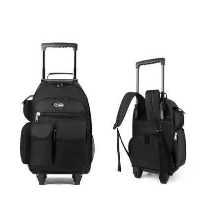 20" 2-in-1 Rolling Backpack,Backpack for Travel w/Wheels | Trolley Suitcase w/Telescopic Handle,Lightweight,Durable, Travel-Friendly, Unisex,2560-20''-Black - color: JH-2560-Black-20