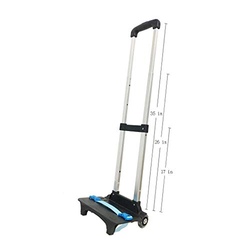 Backpack Hand Truck Wheeled Cart Trolley Hand Aluminium Alloy | Folding Trolley Cart for Schoolbag / Backpack (Black with Two Wheels) - color: Black With Two Wheels