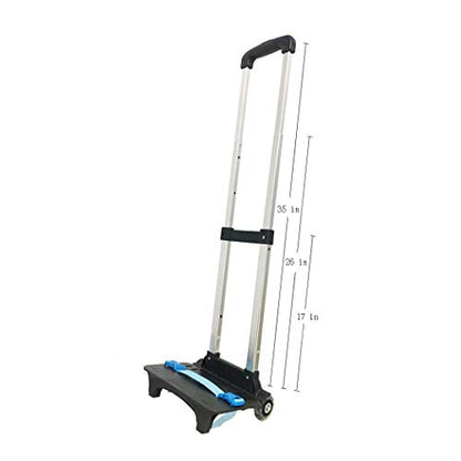 Backpack Hand Truck Wheeled Cart Trolley Hand Aluminium Alloy | Folding Trolley Cart for Schoolbag / Backpack (Black with Two Wheels) - color: Black With Two Wheels
