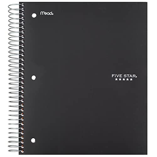 Five Star Spiral Notebook, 3-Subject, Wide Ruled Paper, 10-1/2" x 8", 150 Sheets, Color Will Vary (05204)