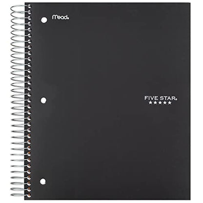 Five Star Spiral Notebook, 3-Subject, Wide Ruled Paper, 10-1/2" x 8", 150 Sheets, Color Will Vary (05204)