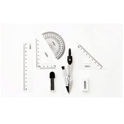 Drawing Compass Drafting Tools Metal Compass Set Set Mathematics Geometry Compass Triangle Ruler Drawing Tool Design Set Stationery Suitable for School and Office Students Math Ruler Kit