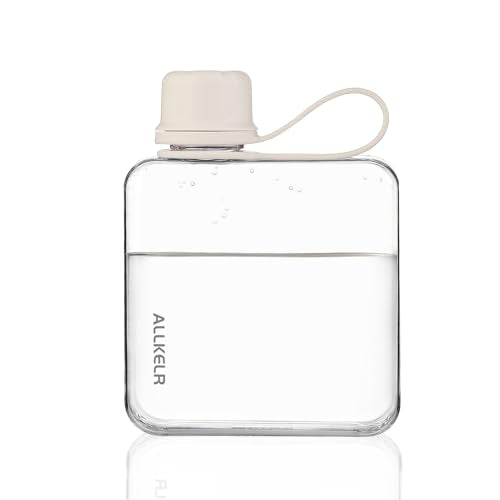 Portable Flat Water Bottle, 10.8 oz, White | BPA-Free Tritan, leakproof, slim fit for purses, lightweight for hiking, backpacking, travel - color: White, size: 10.8 Ounces