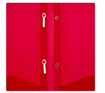 LLC Office Products Plastic Folders with 2 Pockets, Letter Size Poly Folders with 3 Metal Prongs Fastener Clips, (RED) - color: Red