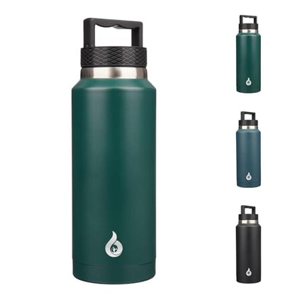 BJPKPK Insulated Water Bottles, Dishwasher Safe 36 oz Water Bottle with Handle, Leakproof BPA Free Thermal Flasks, Stainless Steel Jug for Sports, Army Green - color: Army Green, style: 36oz
