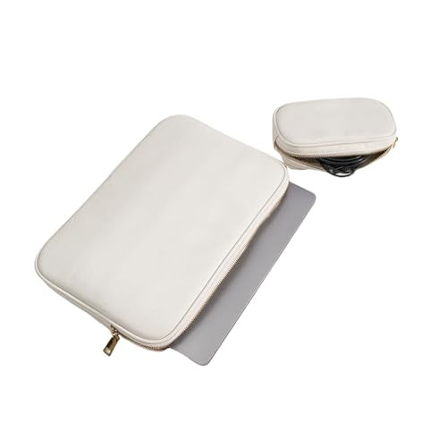 PU Leather Padded Laptop Sleeve Bag 13Inch Compatible with 2024 MacBook Air 13.6 A3113 M3 A2681,New MacBook Pro 13 M2 A2686 with Charger Pouch Color White - color: White, size: MacBook Air/Pro 13"