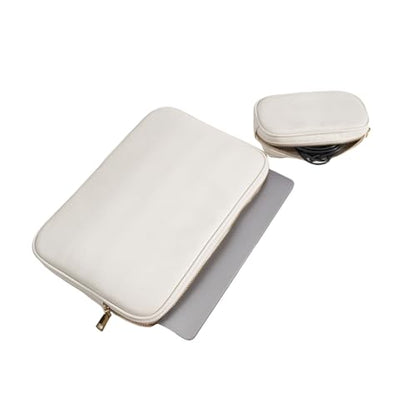 PU Leather Padded Laptop Sleeve Bag 13Inch Compatible with 2024 MacBook Air 13.6 A3113 M3 A2681,New MacBook Pro 13 M2 A2686 with Charger Pouch Color White - color: White, size: MacBook Air/Pro 13"