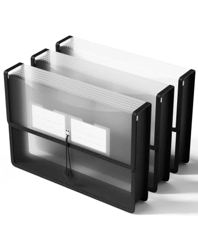 ThinkTex Plastic Expanding File Folders, Transparent Envelopes with Elastic Closure, No Dividers, Large Capacity, Fits Letter/A4 Size, for Home, Office, School, Tax, Bill Organization - 3 Pack - color: 3 Packs