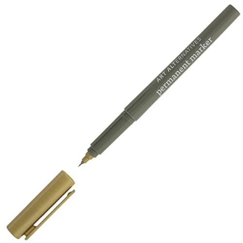 Art Alternatives 영구 마커, 초미세 메탈릭 골드 - 1.2mm 펠트 펜촉 - 영구 - 다중 표면 - 드로잉 + 글쓰기 + 일러스트레이션 - color: 메탈릭 골드, size: 1개(1팩)